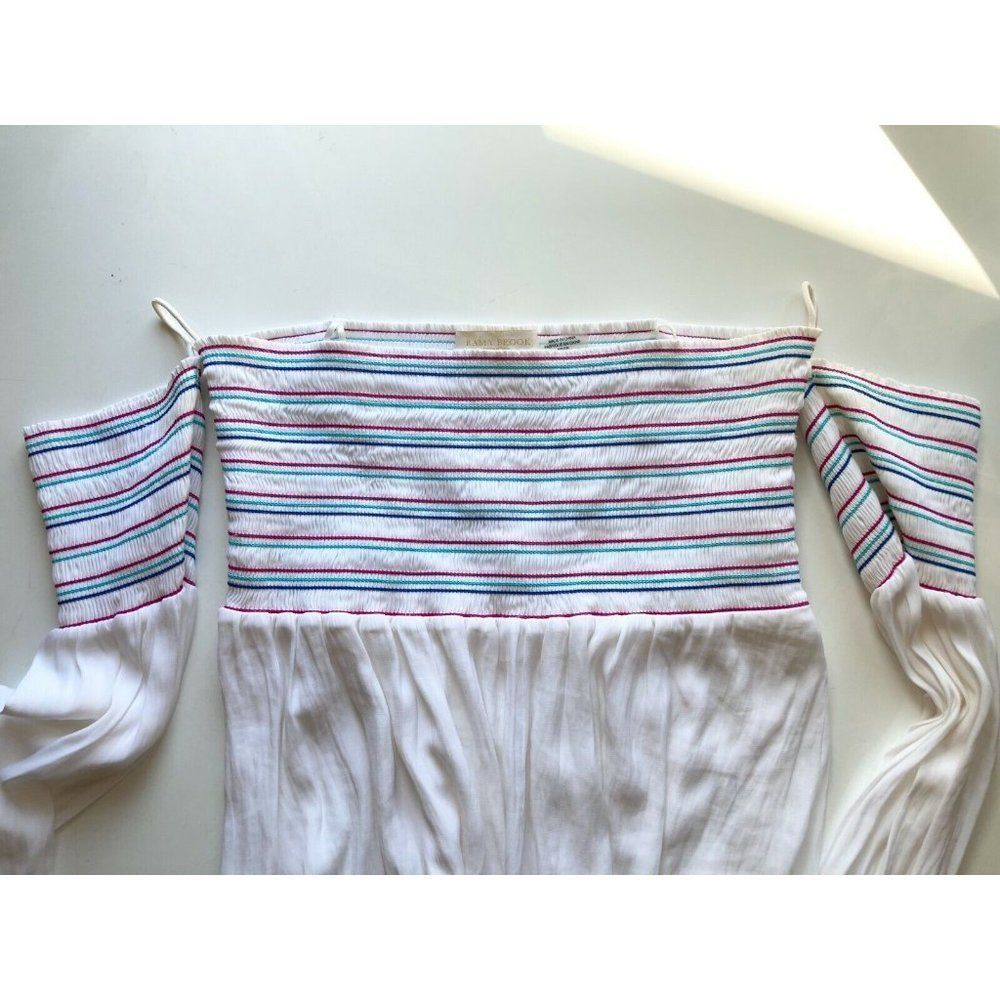 NWOT RAMY BROOK Giuliana White Silky Smocked Off Shoulder Blouse Top, Size XS - Picture 7 of 12